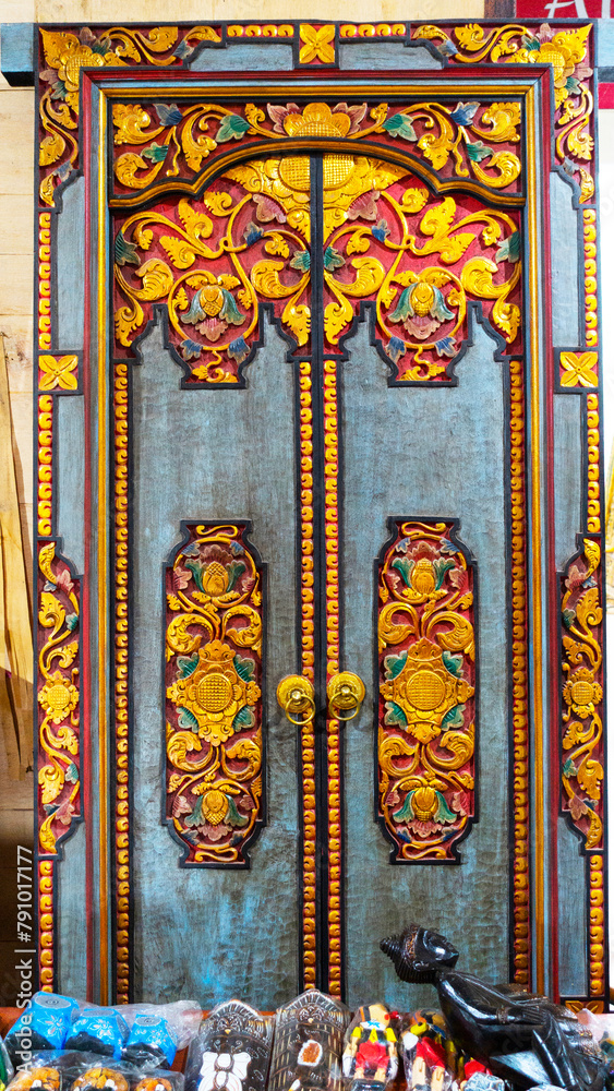 Bali MARCH 2024 - Balinese carving door, Bali, Indonesia. 
