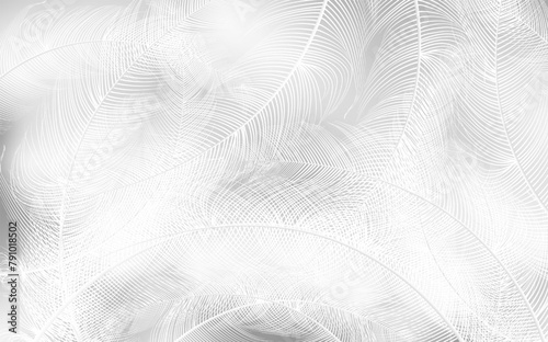 Background of flying realistic vector  goose or swan white feathers.Ecological feather filler for pillows, blankets or jackets.Vector concept design.