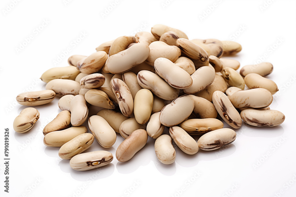 many beans on isolated white background