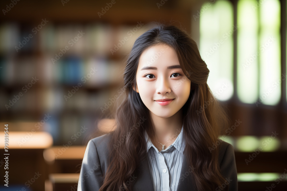young student woman in a class at school young student woman in a class at school
