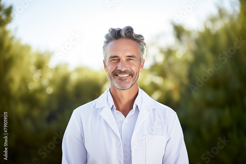 Middle aged man with doctor uniform