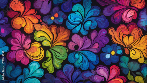 Vibrant Rainbow Palette Creates Stunning Illuminated Patterns in Background.