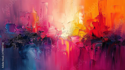 abstract painting with a mixture of bright colors