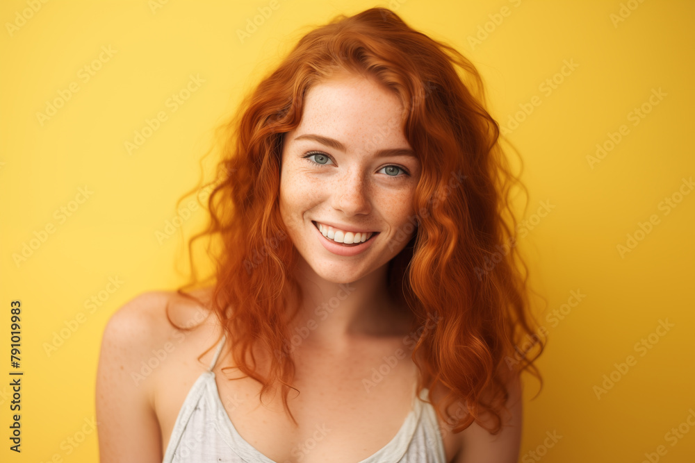 Young pretty Redhead girl over colorful background Young pretty Redhead girl over colorful background