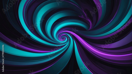 Vibrant motion  Neon teal and purple hues contrast beautifully with black in this swirling abstract background.