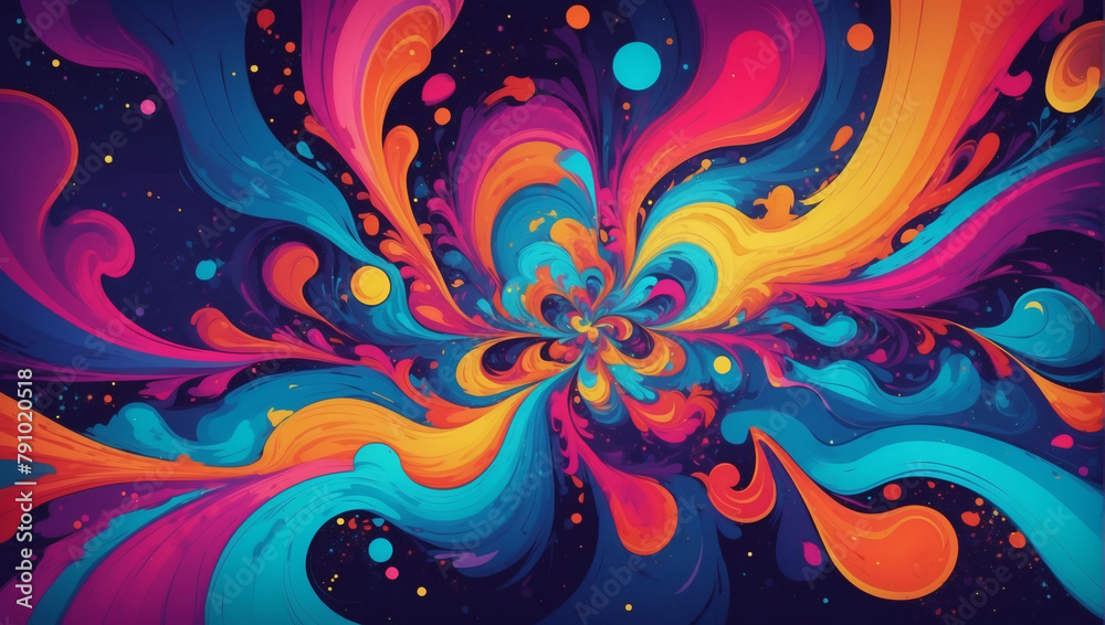 Vibrant Psychedelic Background, A Colorful Journey into the Abstract Realm.
