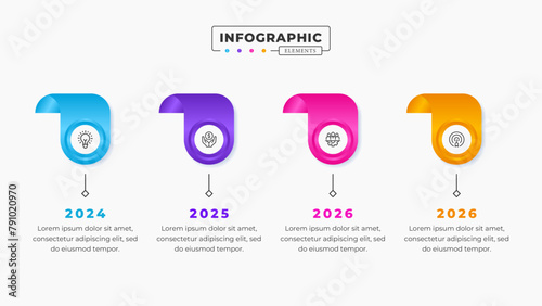 Vector timeline infographic presentation design template with 4 steps or options