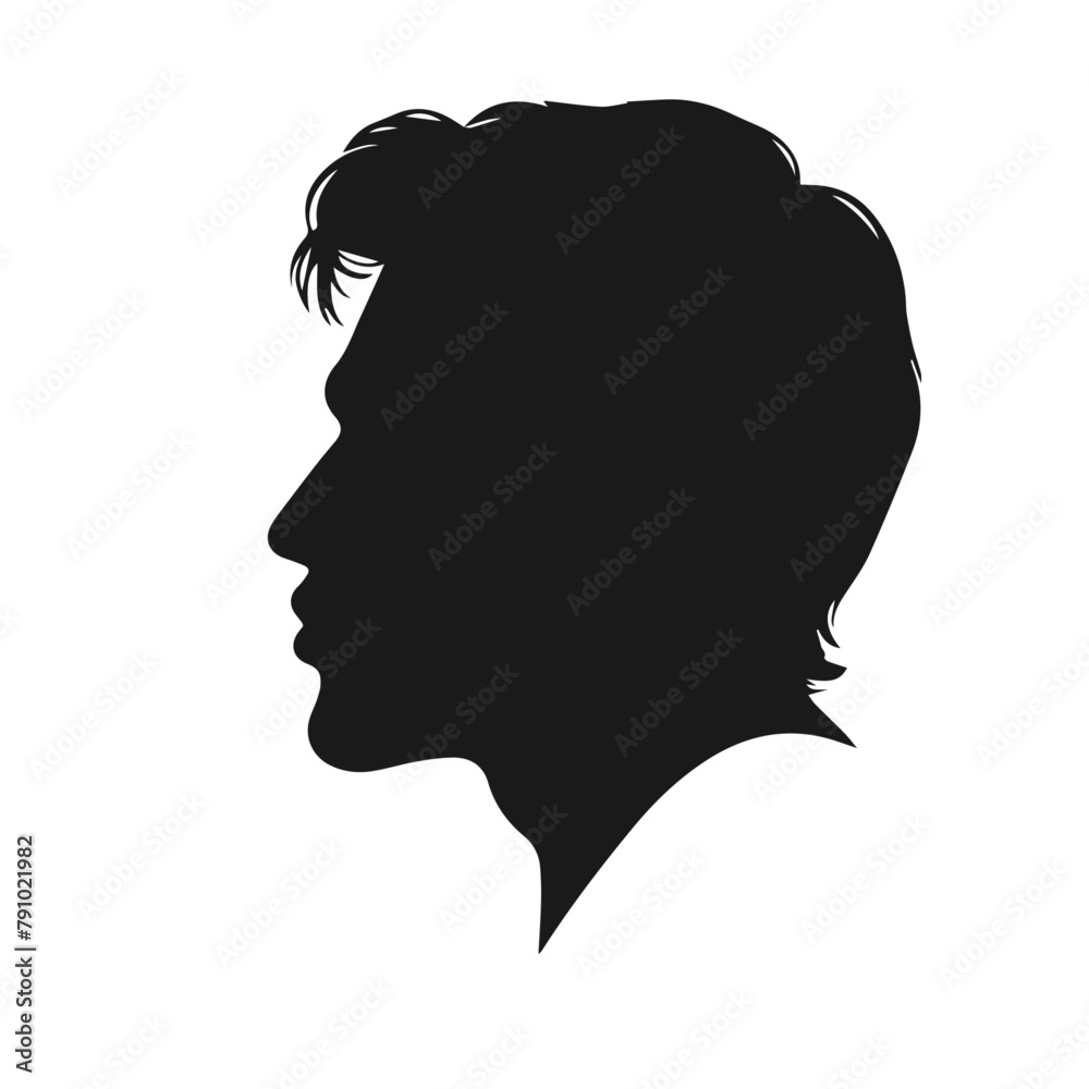 Male face silhouette vector isolated on white background