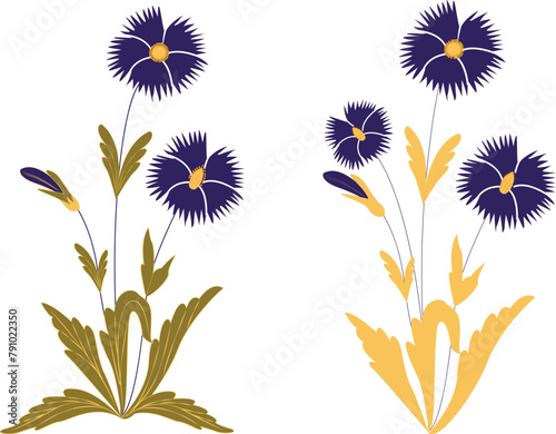 Hand drawn vector floral bunch. Vintage botanical flowers and plants illustration.
