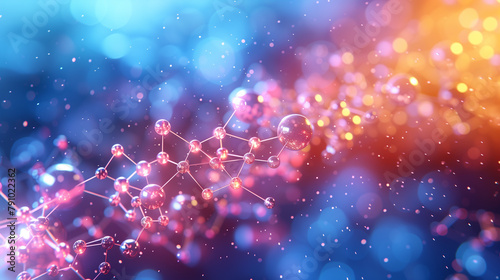 Abstract science background with atoms and molecules, illustration of molecular structure for backdrop.