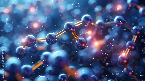 Abstract science background with atoms and molecules, illustration of molecular structure for backdrop. photo