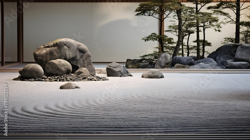 Tsukiji japanese style zen garden 3d rendering photo