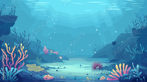 ocean underwater copy space empty background vector cartoon illustration, sea underwater