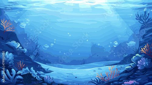 ocean underwater copy space empty background vector cartoon illustration, sea underwater