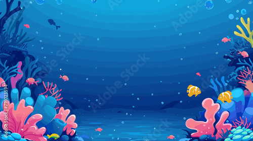 ocean underwater copy space empty background vector cartoon illustration, sea underwater