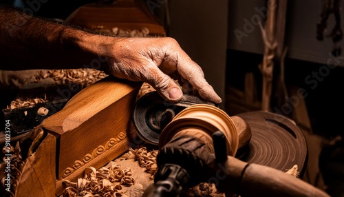 Master hand carving wood