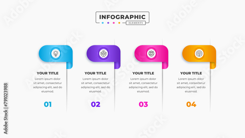 Vector timeline label infographic presentation design template with 4 steps