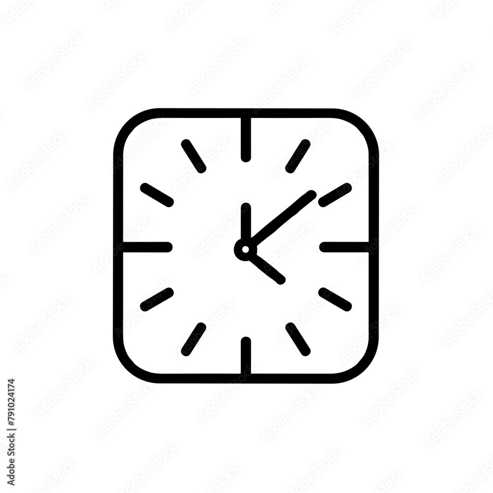 Wall Clock Icon, Black Line Art, Time Measurement Tool Wall Clock Icon, Black Line Art, Time Measurement Tool