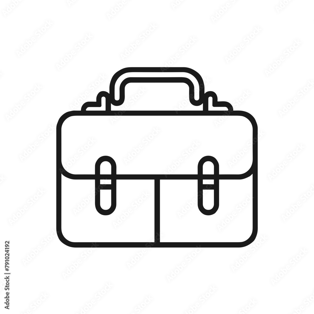 Professional Briefcase Icon, Black Line Drawing, Business Accessory Professional Briefcase Icon, Black Line Drawing, Business Accessory