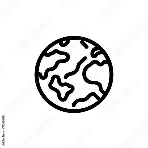 Globe Line Art Icon, World Map, Global Concept on White