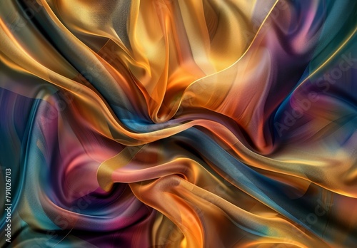  A computer-generated image features a multicolored background with wavy, flowing lines that curve and undulate in the bottom half