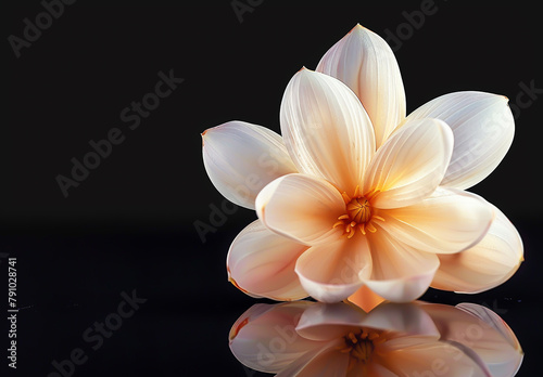 Beautiful flower on a reflective surface minimalist black background