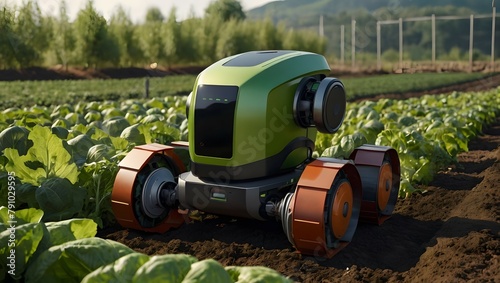 Robot working in vegetable farm, Smart farming, Agriculture, Advanced Technology