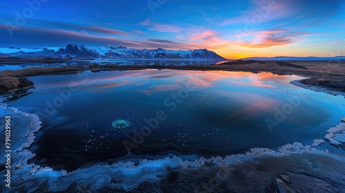 Tranquil Evening at the Icelandic Salt Lake