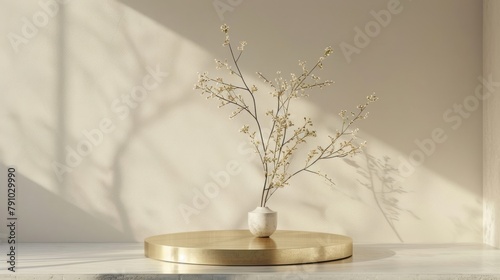 Vintage brass podium in a minimalist setting, classic and refined for antique displays.
