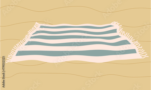 Striped beach towel or fringed blanket photo