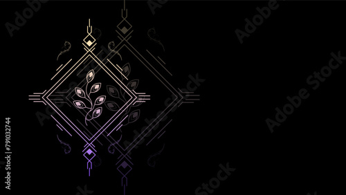 Art Abstract Dark Black Background WIth Gradient Plant Geometric Glow Wallpaper Vector Design Style