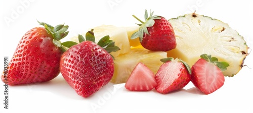 Vibrant fruit selection  pineapples, watermelons, strawberries   a gourmet s delight photo