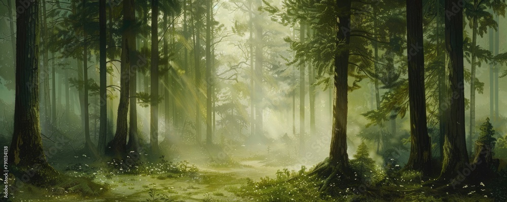 An ilustrated magical forest