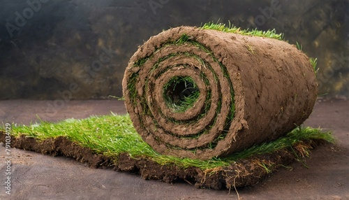 Rolled turf isolated