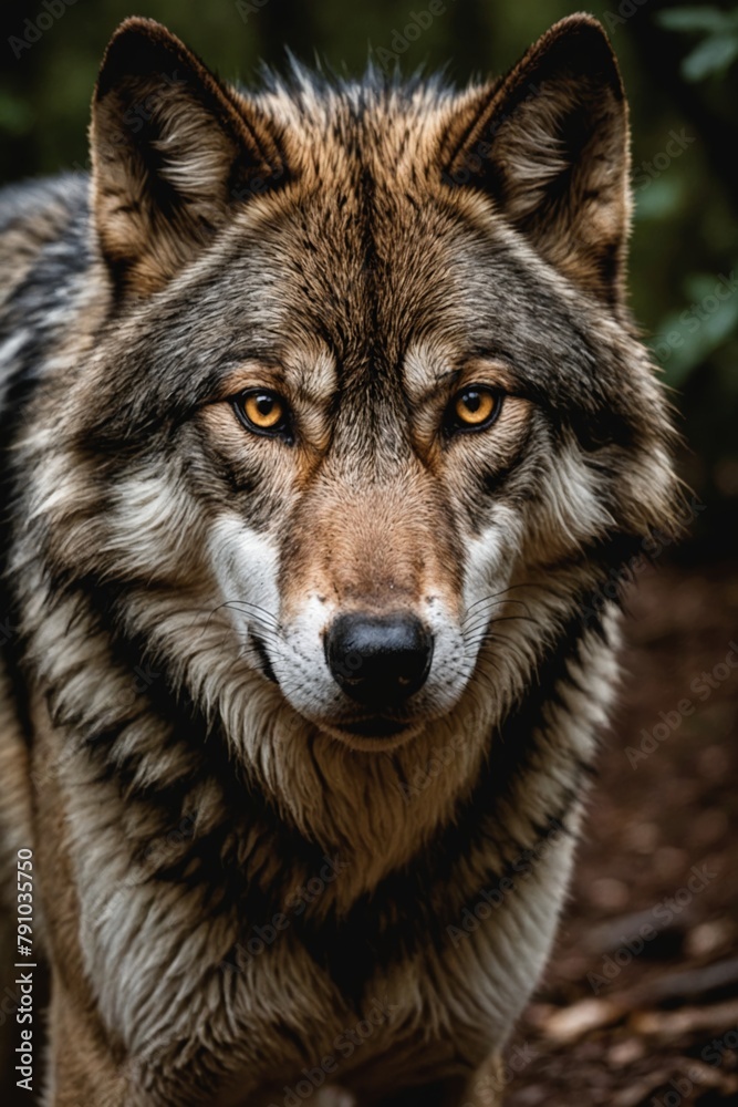 Predator's Poise: The Focused Stare of a Wolf Through the Lens