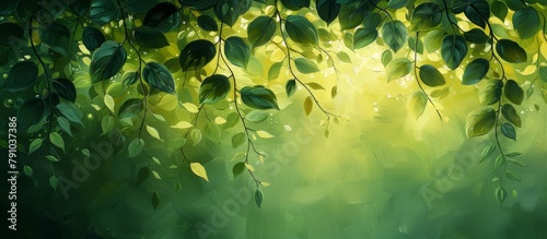 Embrace the renewal of nature with a bokeh background of fresh green leaves and sunlight filtering through. painted with oil, Double exposure.