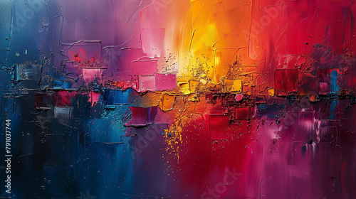 abstract painting with a mixture of bright colors