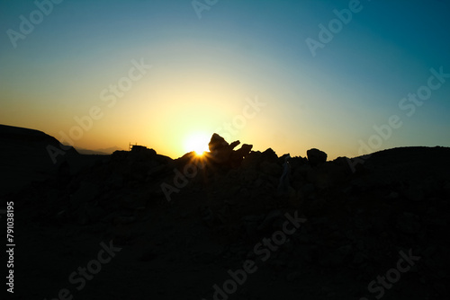 Beautiful silhouette of a mountain desert background