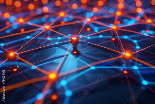 Glowing interconnected nodes symbolizing secure network encryption photo