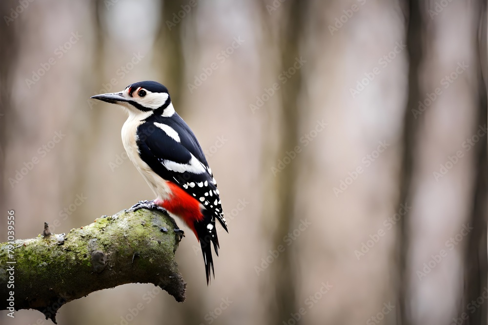 Great Spotted Woodpecker Animal Ornithology Spotted Photo Background