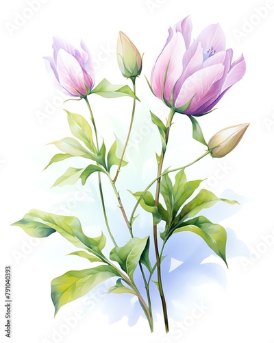 Bud  Fresh flower bud in gentle morning light  watercolor clipart