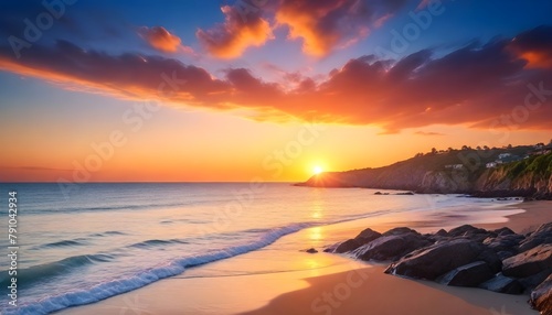 Nature-beauty-shines-in-tranquil-coastal-sunset