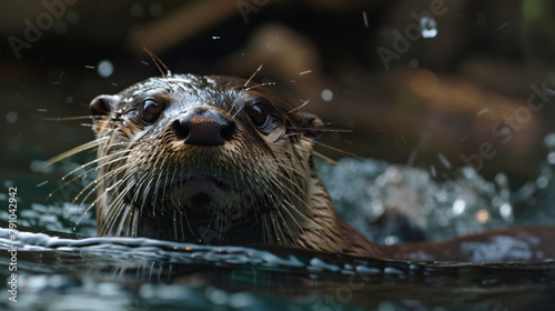 River otter in the water © imran