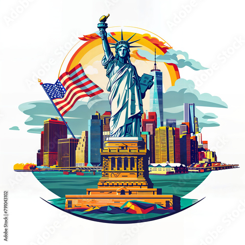 Lady Liberty Shining Over New York City