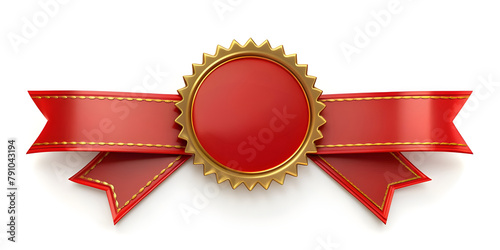 Award Ribbon for First, Second, or Third Place. 3D element to compose a layout with space for a title. Festive ribbon tag. Ai image.
