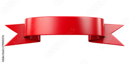 Red Ribbon: 3D Design Element for Title Placement. Transparent background.
