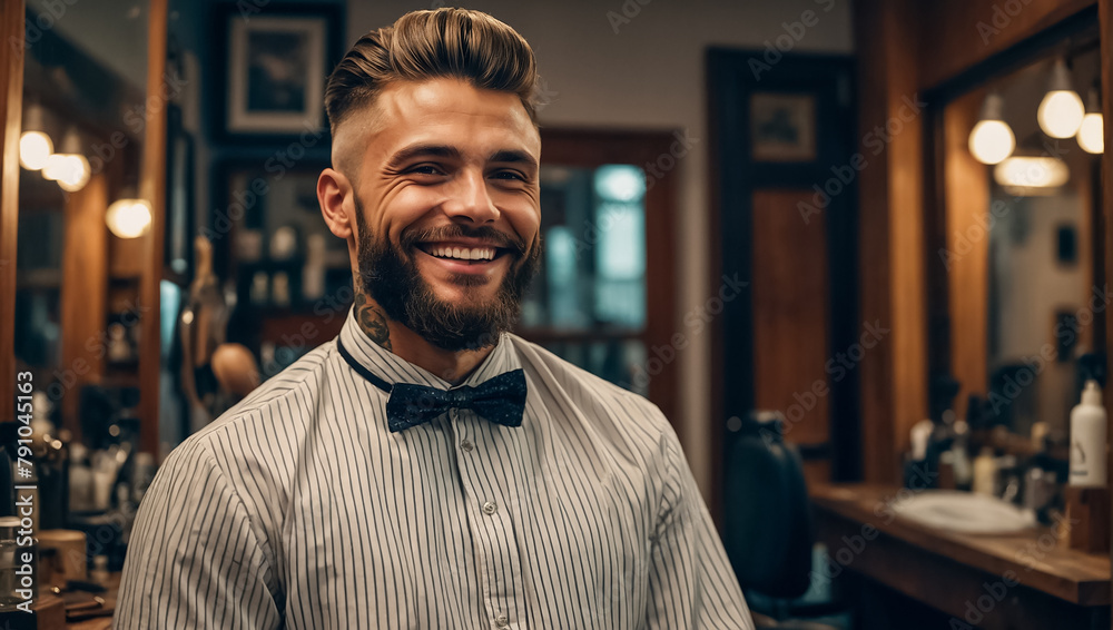 Smiling stylish barber portrait Smiling stylish barber portrait