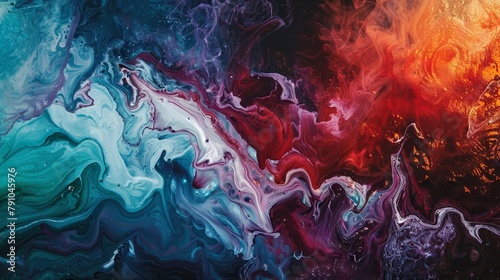 A stark, abstract composition contrasting the purity of water with the intense colors associated with sugary substances