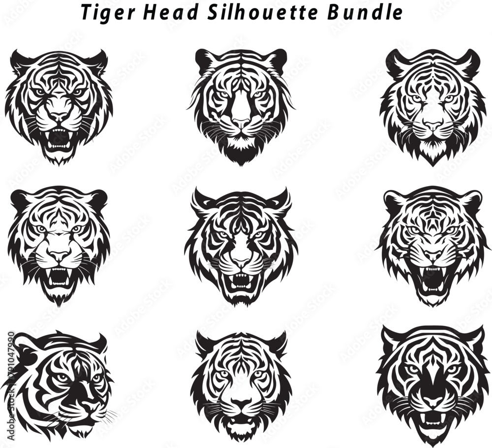 Obraz premium tiger head silhouette bundle