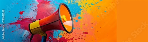 A striking image of a megaphone against a vibrant color palette, highlighting its role in public communication